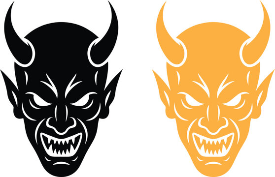 Black and yellow devil masks with horns