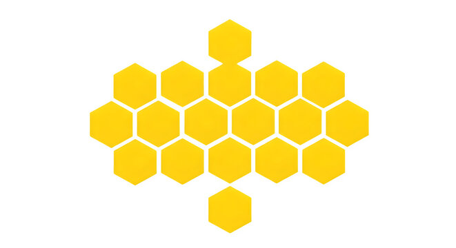 Geometric Yellow Honeycomb Pattern Illustration with Transparent Background for Decorative Design