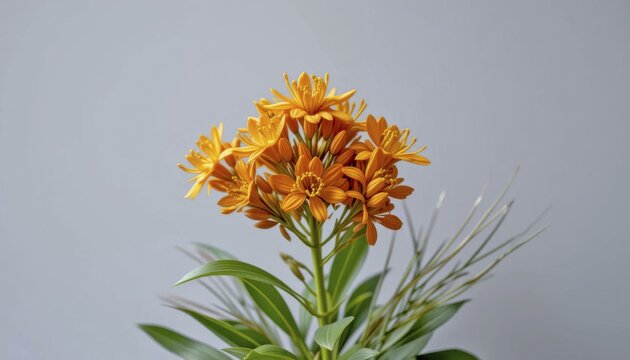 A cluster of butterfly weed (Asclepias tuberosa) with vibrant orange flowers and slender green leaves, AI generated