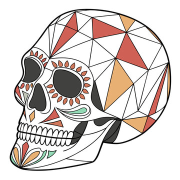 Sugar skull geometric low poly vector graphic illustration art
