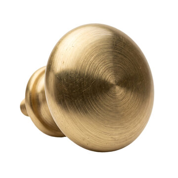 Round brushed brass cabinet knob with circular texture isolated on white background drawer isolated on a transparent background