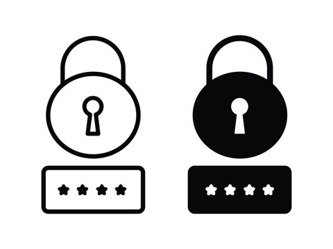 Code lock icon set. Password icon symbol, Pin code icon.