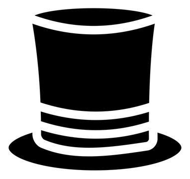 Black top hat icon for formal wear and magic show illustration