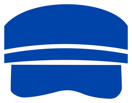 Blue police officer hat icon for uniform and law enforcement design