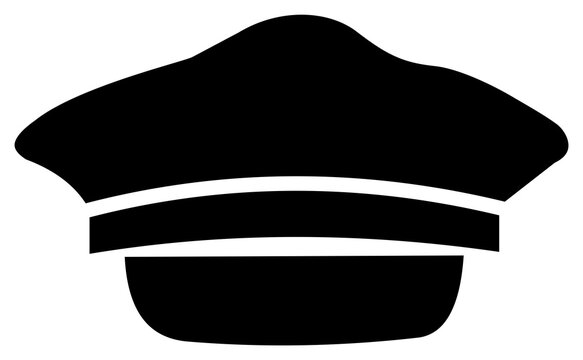 Black silhouette icon of a police officer hat or military service cap