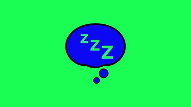 Cartoon sleep bubble with zzz letters on green background