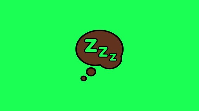 Cartoon sleep bubble with zzz letters on green background