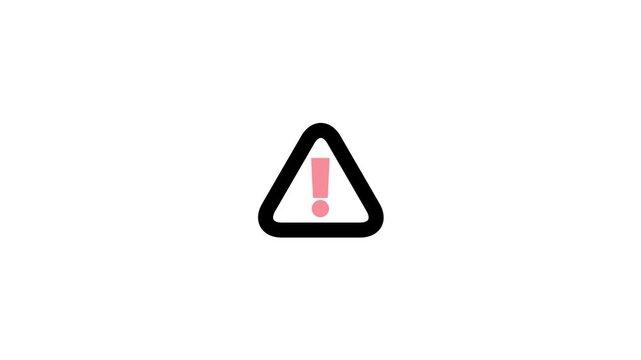 Exclamation mark icon Animation of a danger, Warning symbol attention with alpha channel 4K stock video