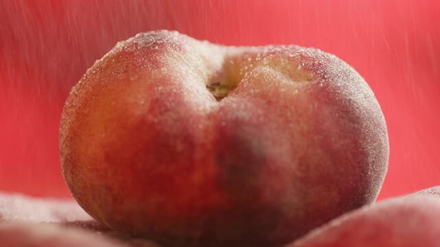 Chef cutting peach, apricot, nectarine and grapes with knife, preparing fruit salad for breakfast, homemade jam and juice