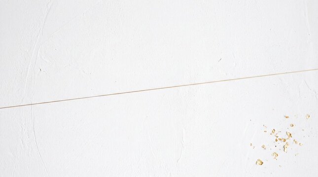 Minimalist White Textured Surface with Thin Thread and Gold Flakes