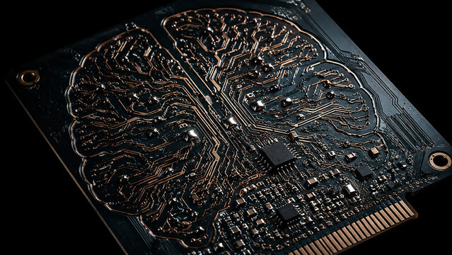 Circuit brain &mdash; AI and digital cognition concept