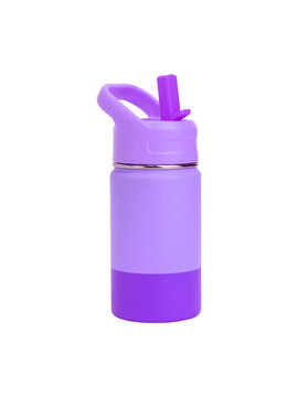 Purple water bottle isolated on transparent background