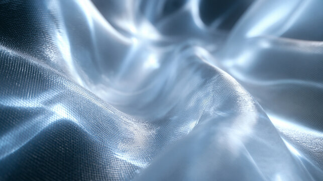 Abstract Glowing Blue Silk Fabric Waves Background
