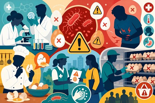Salmonella food poisoning outbreak from contaminated eggs medical infographic