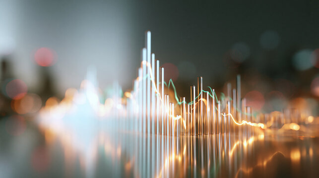 Financial Stock Market Bar Graph and Glowing Trend Line