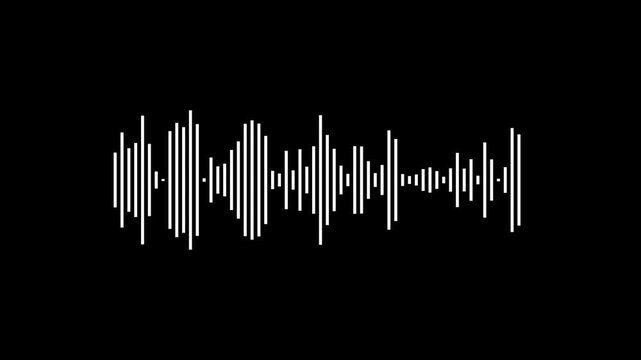 audio waves motion on black. Sound waves or audio waveform. Voice and conversation recording, soundtrack and music video visualization. Audio waves spectrum and frequency. Sound wave equalizer.