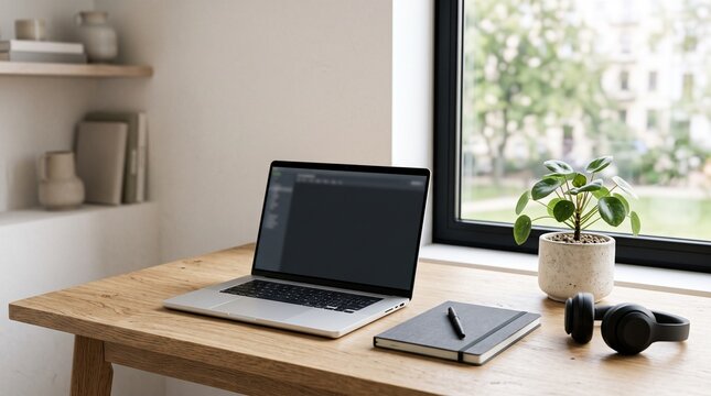 home office desk setup modern desk organization wooden writing desk laptop wooden table work home workspace minimalist home office desk laptop notebook cozy workspace design