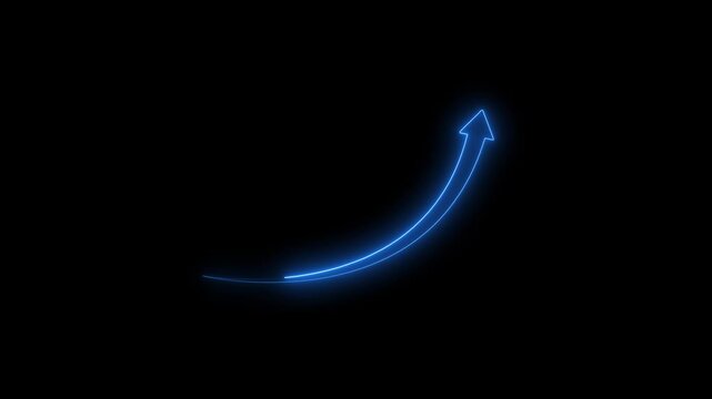 Neon simple animation of line arrow moving up. Growing and rising up.concept of exponential growth, improvement, business strategy, arrow rising up 4K