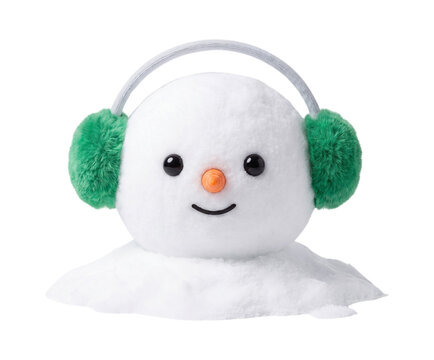 Cute melting snowman isolated on transparent background