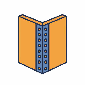 Corner bead fitted on drywall corner duotone outline icon. Interior construction technical vector illustration