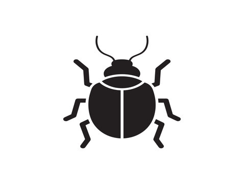 Black beetle insect vector icon isolated on white. Minimalist bug silhouette outline for design and tech use.