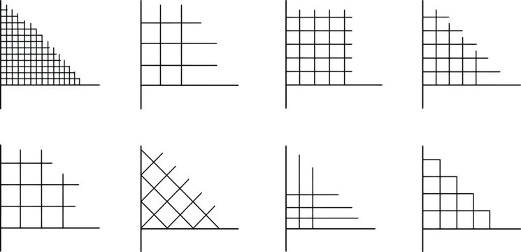 Abstract geometric patterns in a quadrant with intersecting lines and grids for data visualization concepts