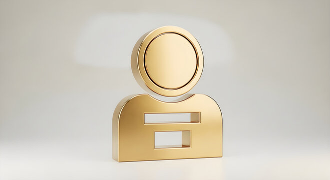 Premium 3D Golden Human Profile Icon Representing Individual Identity and User Account Management Profile Symbol