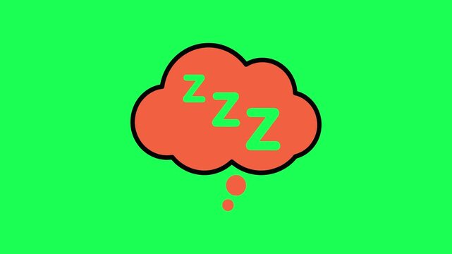 Dreaming sleep thought bubble illustration on bright green background