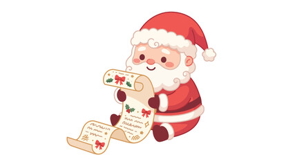 Fototapeta premium Cute Santa Claus Holding a Christmas Scroll List for Holiday Gift Planning