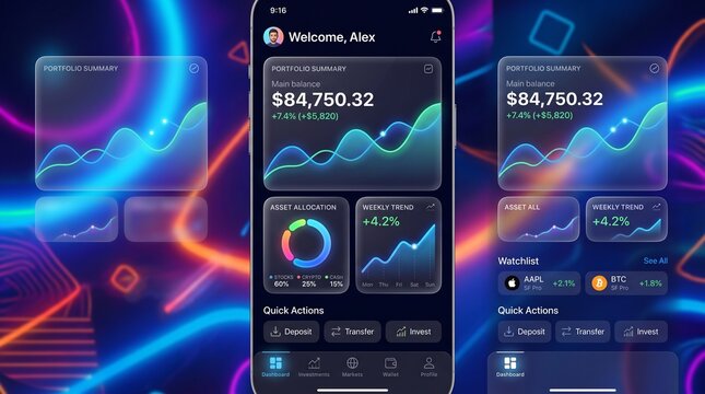 finance app ui banking mobile app crypto wallet design investment dashboard trading app interface fintech ui kit portfolio tracker wealth management app mobile banking ui