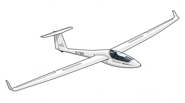 Close Up of a Modern Airplane Isolated on White Background, Detailed Aircraft Illustration for Aviation, Travel, Flight, Transportation and Airliner Concepts