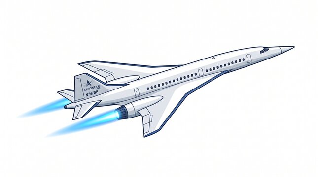 Airplane Isolated on White Background, Modern Aircraft for Air Travel, Commercial Aviation, Passenger Flight and Transportation Concept