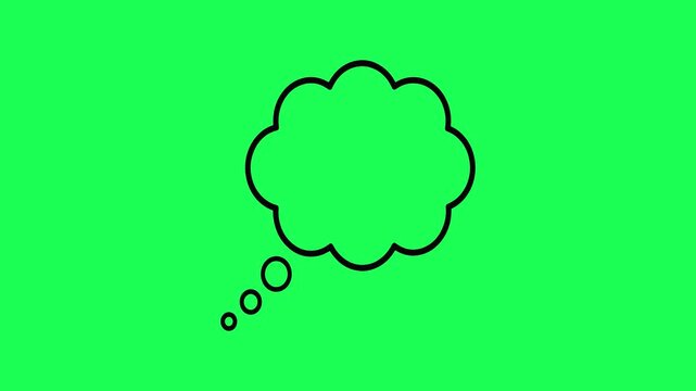 Simple black thought bubble illustration on bright green background