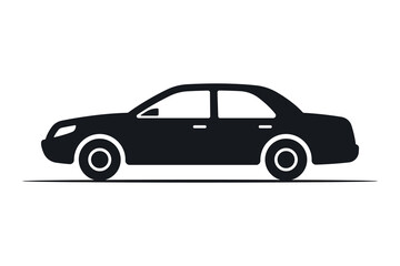 Naklejka premium Car icon. Black silhouette. Side view. Vector simple flat graphic illustration. Isolated object on a white background.