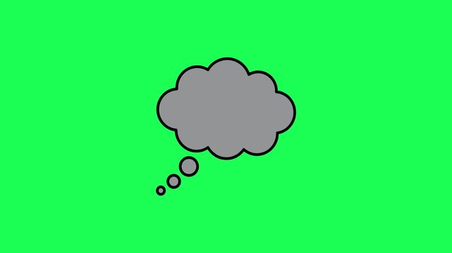 Gray thought bubble icon on vibrant green background illustration