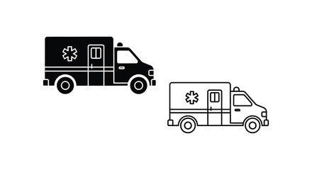 Ambulance silhouette in black and white vehicle © Rina