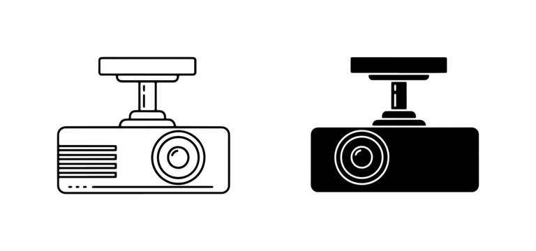 Dash Cam Icons, Car Camera Vector Set, Vehicle Security Recording Device