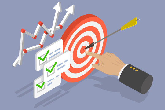3D Isometric Flat Vector Illustration of KPI, Benefits Of Implementing Key Performance Indicators