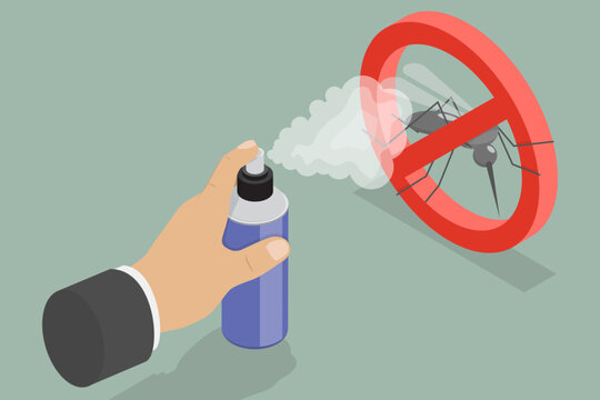 3D Isometric Flat Vector Illustration of Mosquito Spray, Combat Blood-Sucking Insects And Disease Spread
