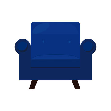 Cozy Blue Velvet Armchair &ndash; Minimalist Living Room Furniture Vector Isolated on White
