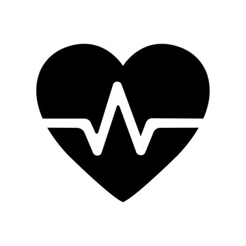 Cardiology Heartbeat Icon Vector &ndash; Medical Concept & Health Care Symbol Isolated on White