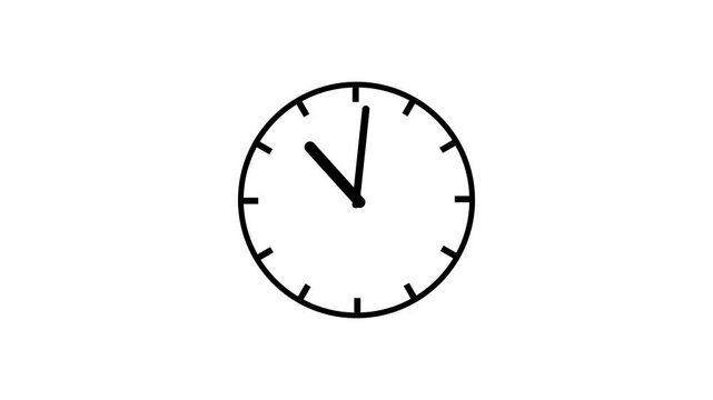 Clock hands rotate clockwise across a white background