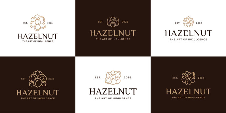 Hazelnut Luxury Logo Design Premium Minimalist Vector Food Brand Identity Modern Elegant Icon Collection