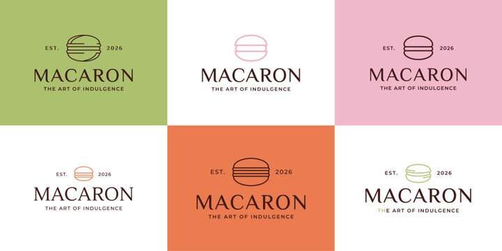Macaron Luxury Logo Design Premium Minimalist Vector Confectionery Brand Identity Modern Elegant Icon Collection