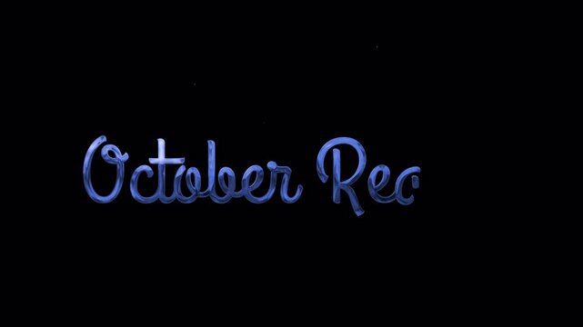 October Ready Blue Handwriting Animation with smooth cursive animation rendered in 4K resolution transparent background