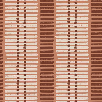 terracotta red stripes rust clay seamless pattern. Orange vertical lines horizontal print. Linen tribal woven look block print african geometry hand drawn line art rustic warm tone earthy aesthetic bo