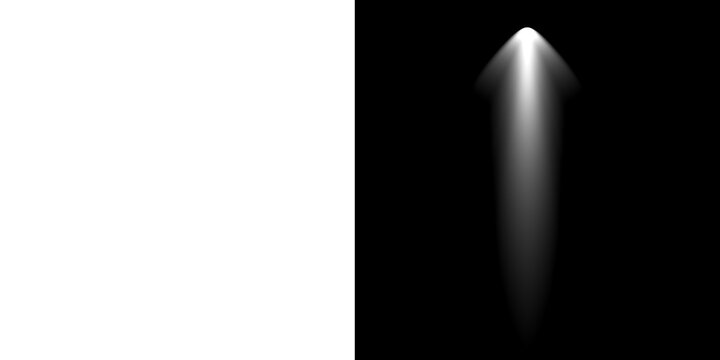 Narrow Arrowhead Spotlight Beam Light Effect Overlay, Sharp Top Downlight Ray and Studio Illumination, Vertical Stage Light Projection Column Graphic Element for Background Design