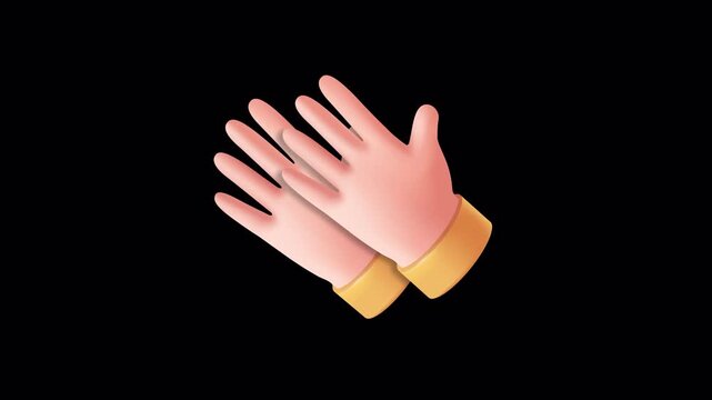 Animated clapping hands gesture with applause motion and emphasis lines, isolated with alpha channel for celebration, approval, reaction and social media overlay