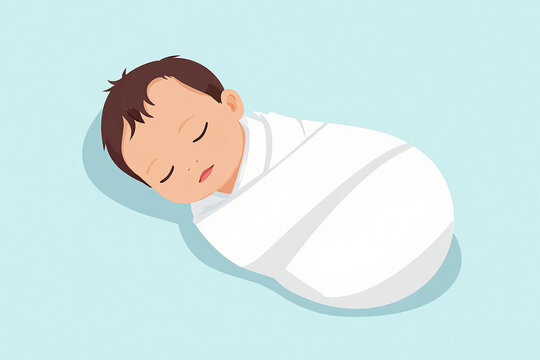 Adorable Newborn Snuggly Swaddled in Soft Neutral Fabric Amidst Cozy Nursery Setting, Evoking Tenderness and Peaceful Moments