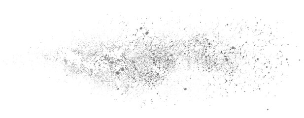 Fototapeta premium gray powder dust spray with floating particles and scattered cloud, soft mist texture, smoky dispersion, airborne debris, speckles and dynamic burst vector illustration